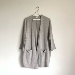 Anthropologie DONNI. Grey Stripe Open Front Cardigan | One Size Fits Most